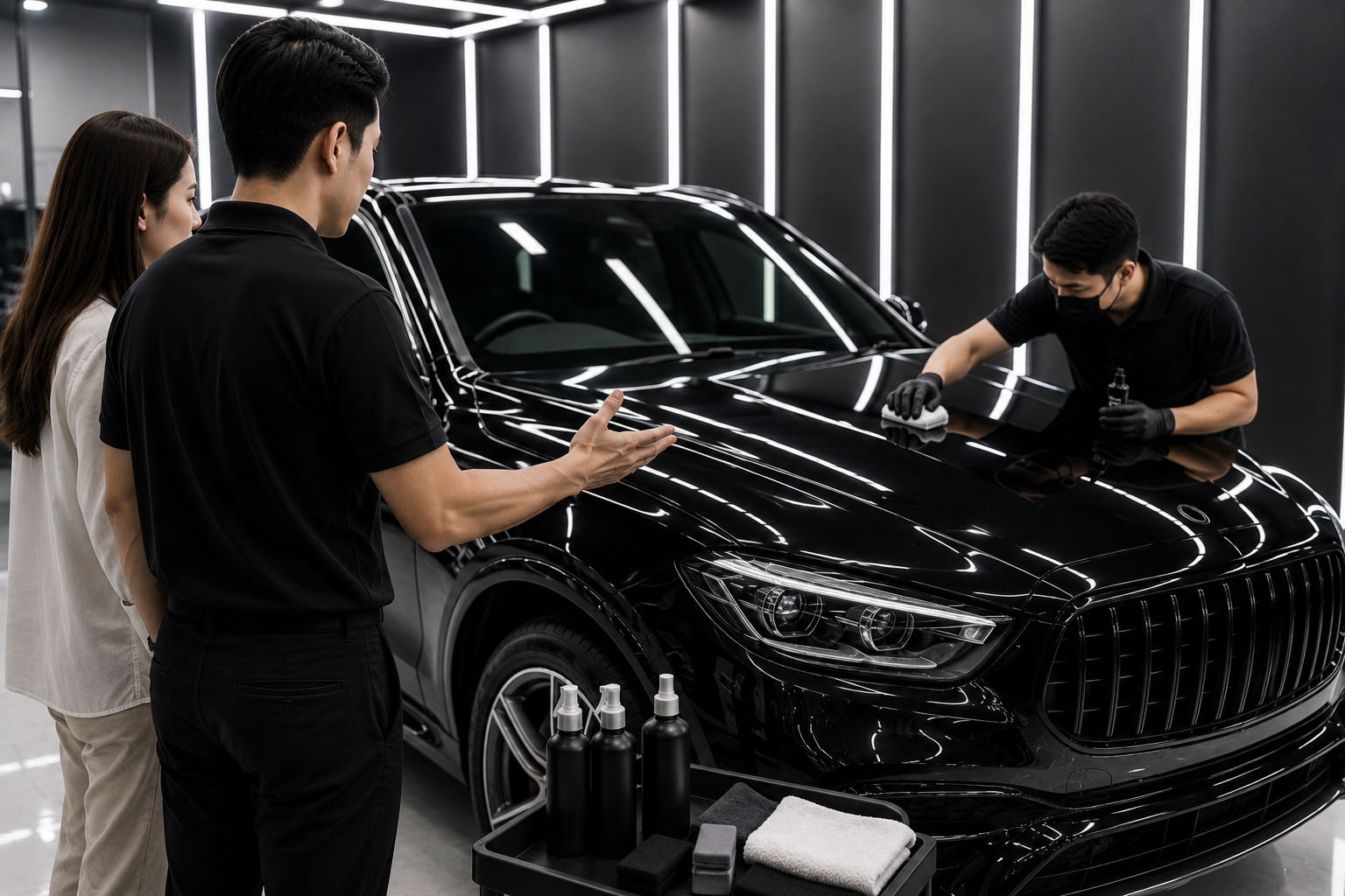 บริการเคลือบแก้วรถยนต์ เงางามล้ำลึก ปกป้องสีรถระยะยาว ที่ Tip Auto
